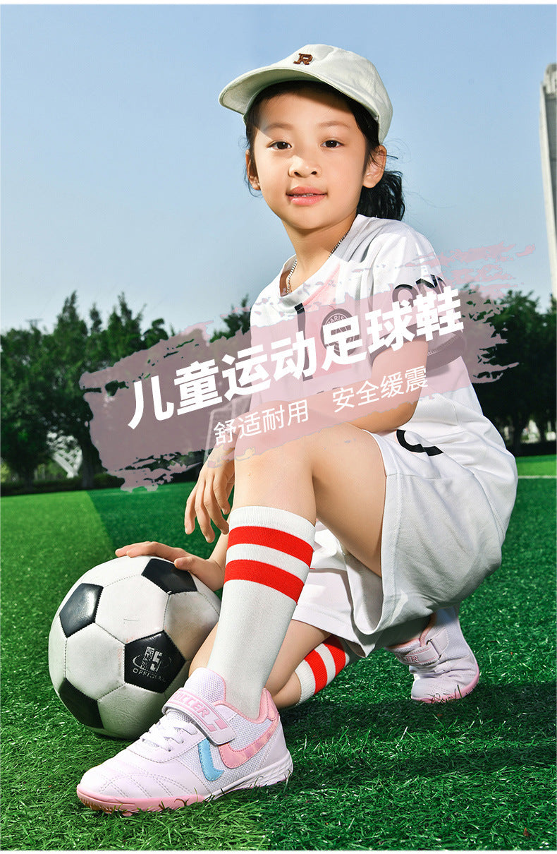 New football shoes for men and women with Velcro for children TF Broken Nail Style Youth Student Grassland Flat Training Shoes