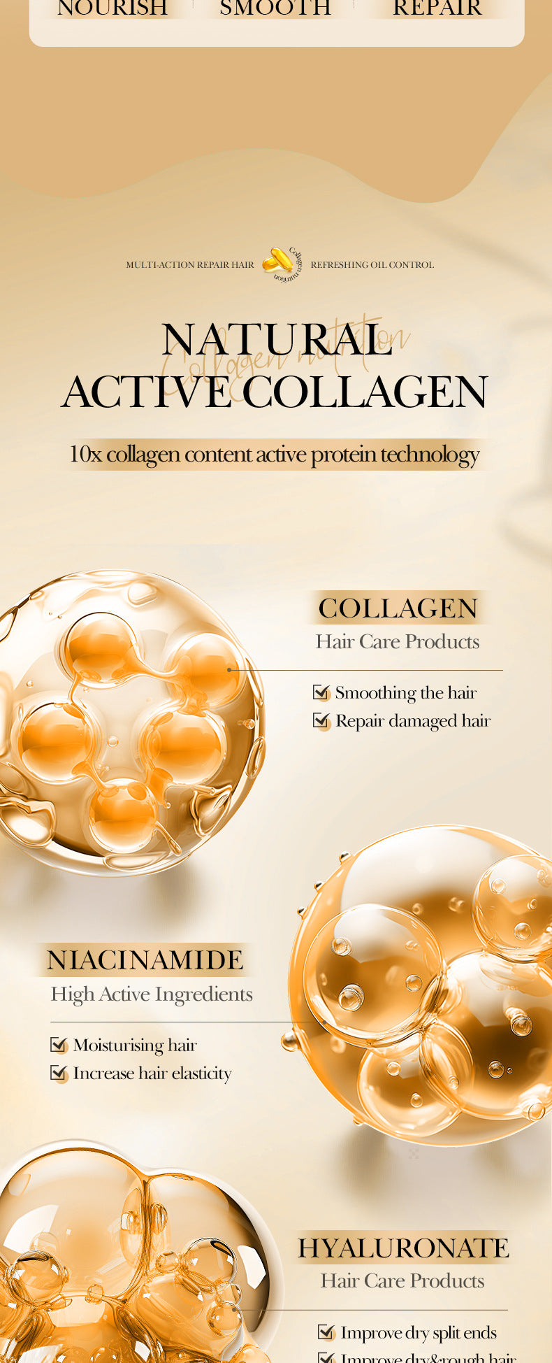 Full English Collagen Smooth Hair Mask500ml SADOER Nourishing and Fluffy Hair Conditioner  Wholesale