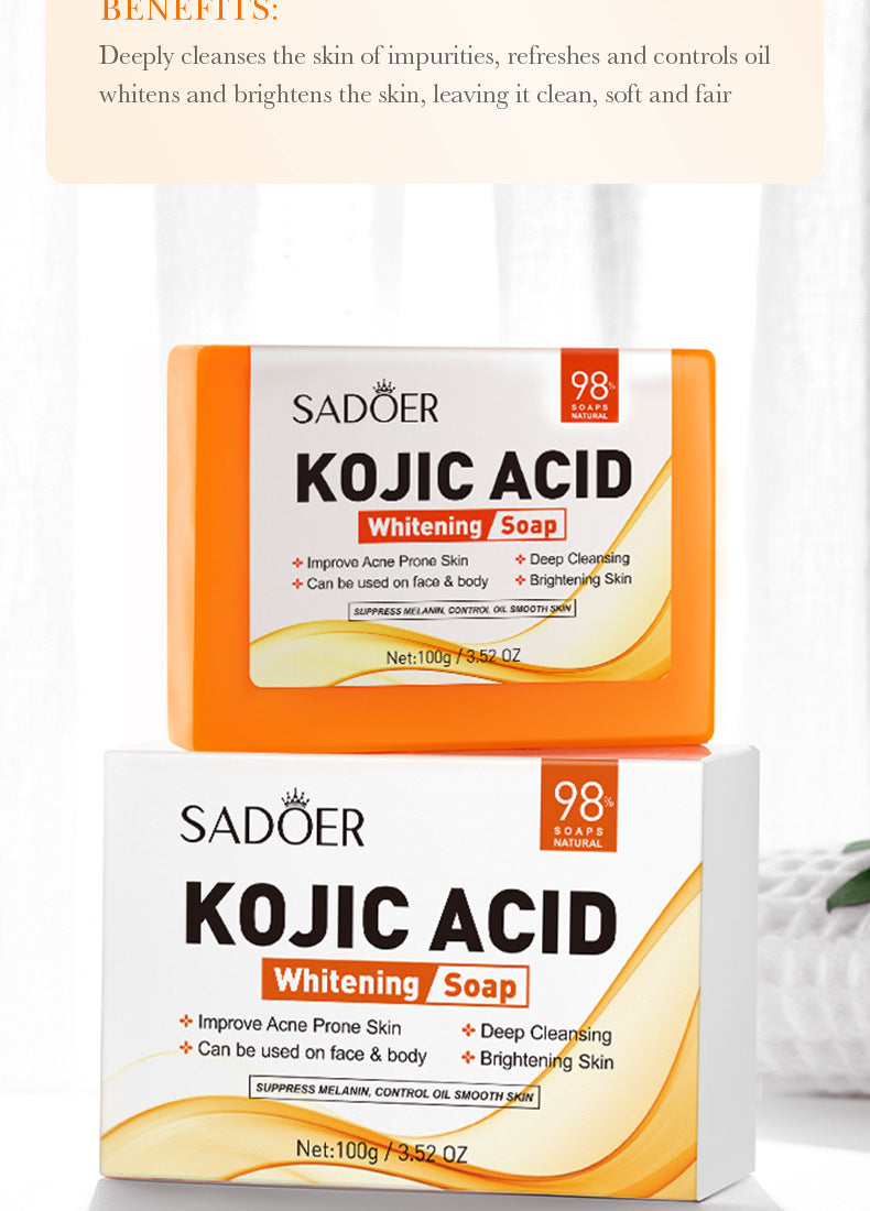 Full English Kojic Acid Whitening Soap100g SADOER Clean Bathing Facial Soap Handmade Soap  Wholesale