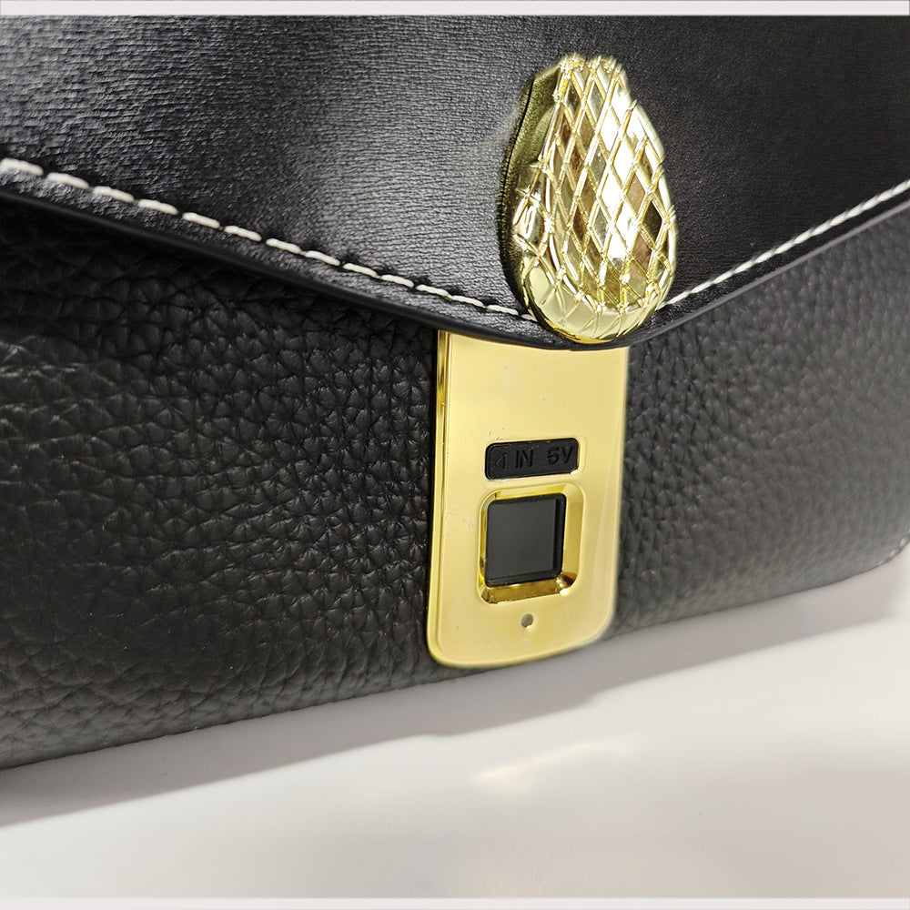 Customized Fingerprint Unlock Bag High-end Fashion Top Layer Cowhide Large Capacity Handbag Crossbody Genuine Leather Women's Bag