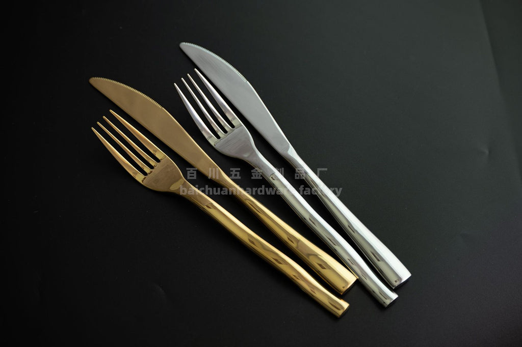Nordic Style ins304Stainless Steel Steak Knife Fork Spoon Wave Pattern Creative Simple Western Dining Utensils Hotel Supplies Wholesale