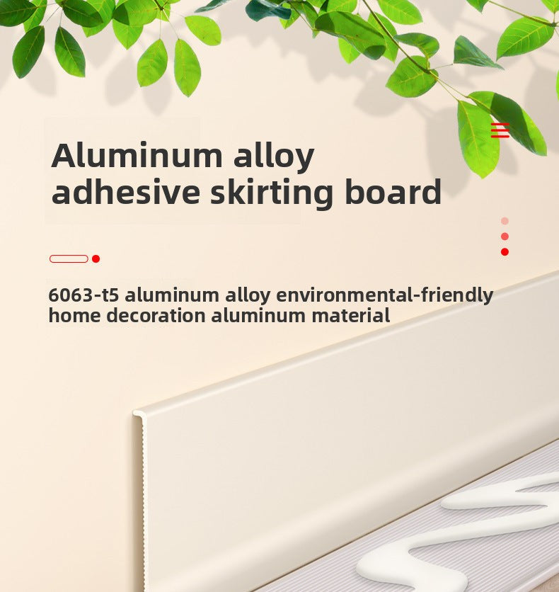 Aluminum alloy self-adhesive skirting board in cream style6cm Diamond-patterned white skirting line8Centimeter skin white metal baseboard