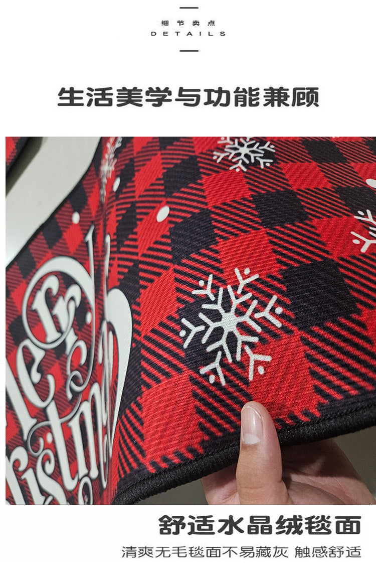 Christmas Decorative Doormat Crystal Velvet Non-Slip Door Mat Festive Atmosphere Entrance Door Mat Outdoor Dust Removal Mat