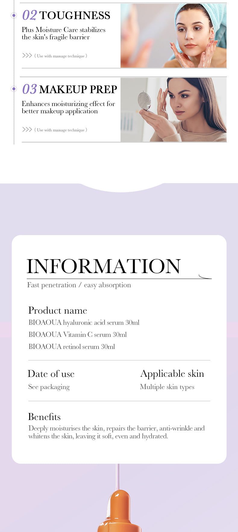 Full English Essence Three-Piece Set90ml BIOAOUA Hydrating and Moisturizing Skincare Set  Wholesale