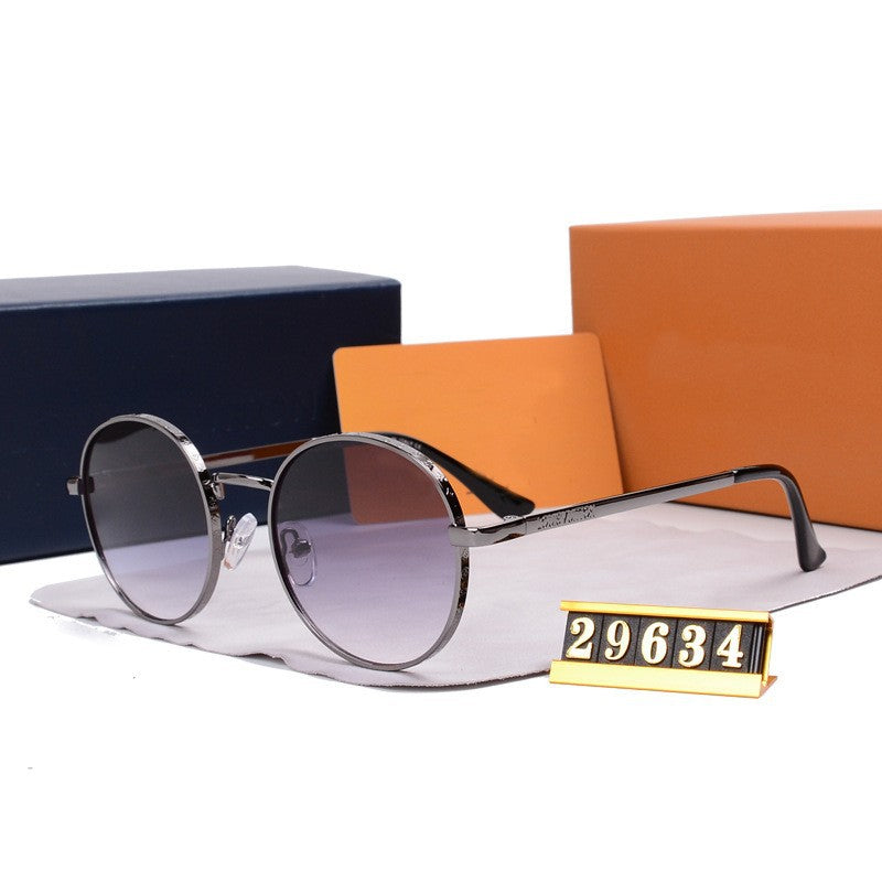 New Classic Retro Single Beam Leopard Head Decorative Sunglasses Men's Driving Metal Round Frame Sunglasses