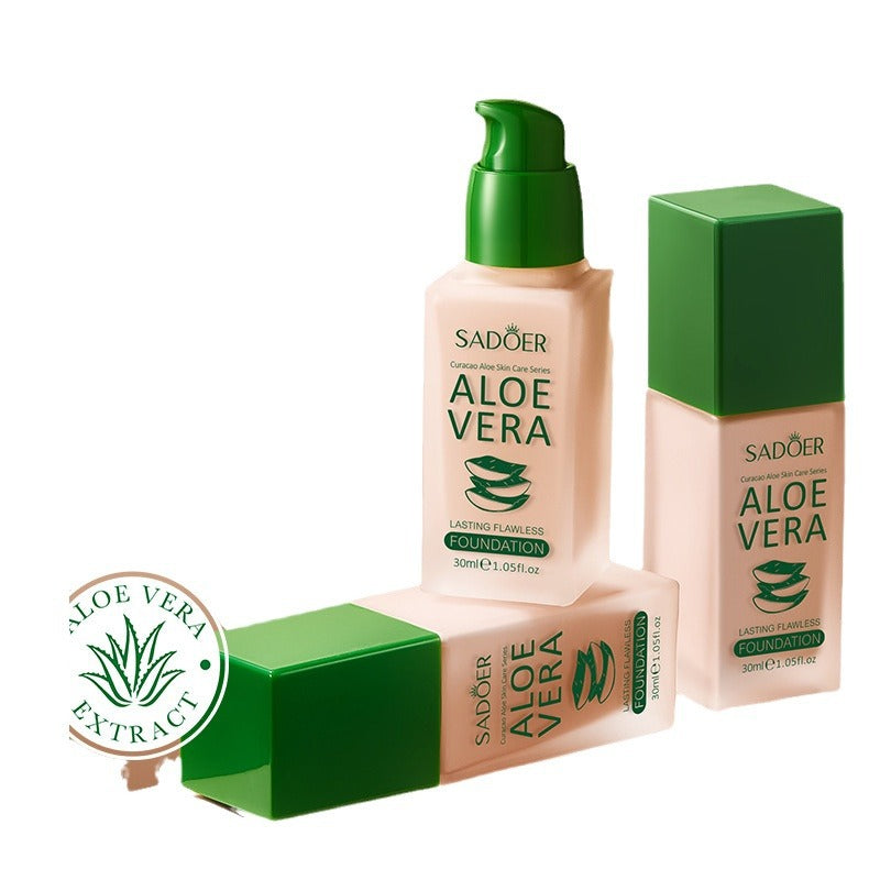 Full English Makeup SADOER Aloe Vera Foundation Liquid Long-lasting Clear Concealer Non-cakey  Wholesale