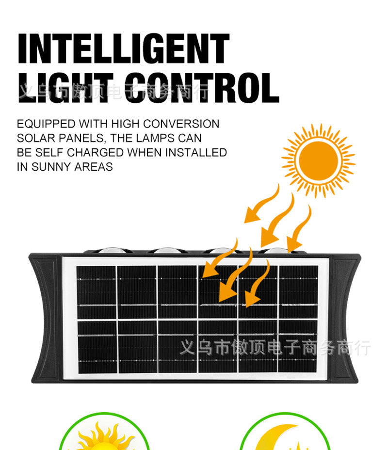 Solar wall light outdoor wall washer light with up and down illumination RGB Courtyard Decoration Waterproof Landscape Light LED Spotlight