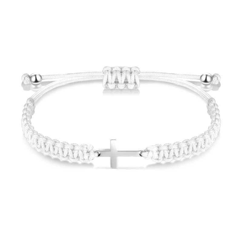 Women's Simple Woven Bracelet Set Stretchable Adjustable Bracelet Friendship Commemorative Wrapped Cross Woven Bracelet