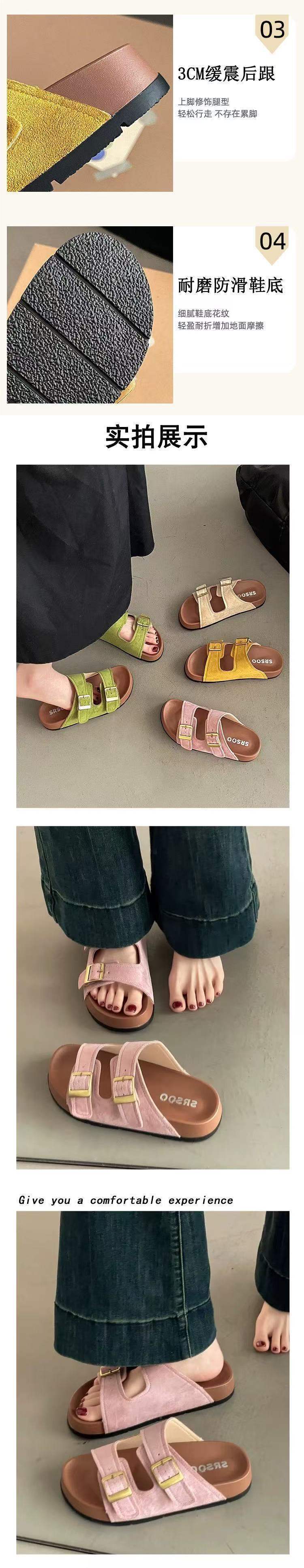 Platform Slippers Women's Summer Outerwear2025New Super Hot Beach Slip-On Yellow Birkenstock Sandals