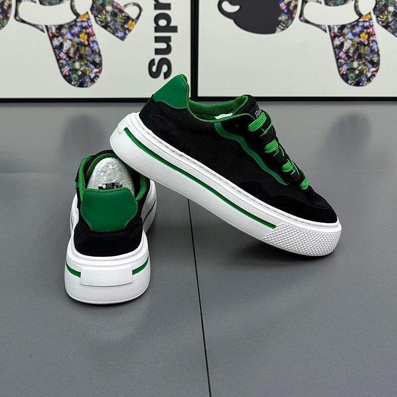 Men's Shoes2025New Summer Breathable Mesh White Shoes Thick Sole Height Increasing Sports Casual Shoes Men's Low-top Sneakers