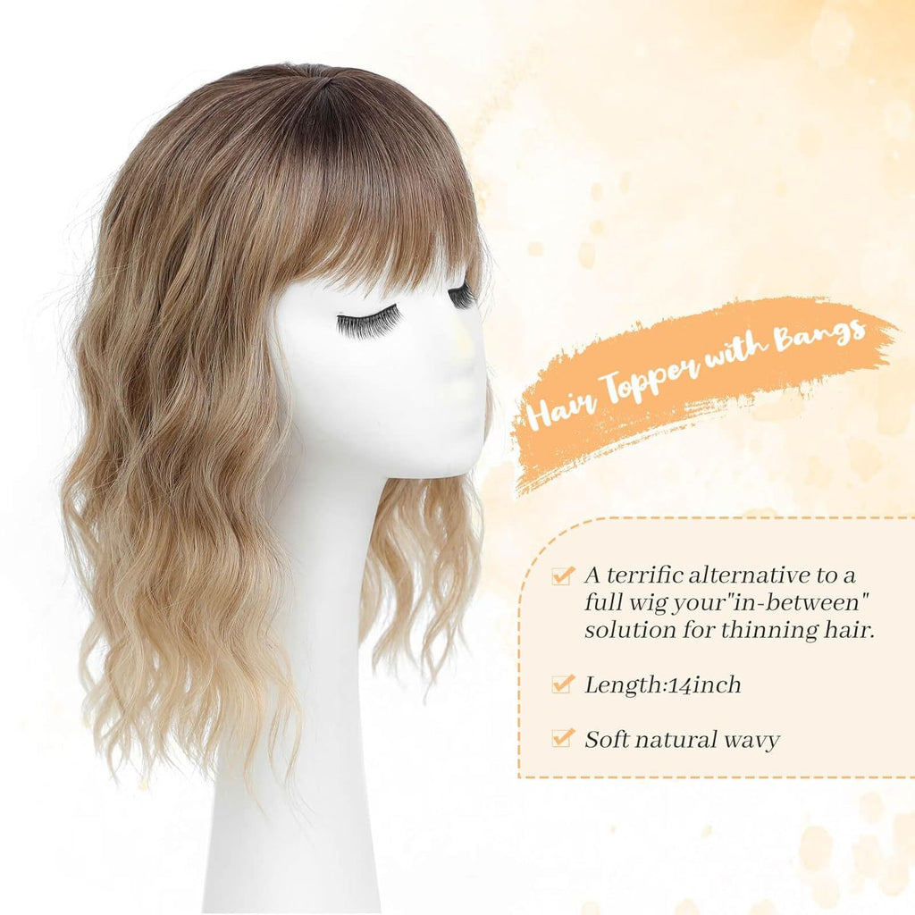 141 Inch European and American Style Synthetic Hair Patch with Bangs to Cover Scalp, Hair Patch water topper