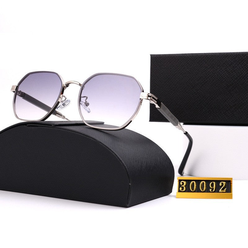 New P Home Polygonal Metal Sunglasses 30092Fashionable Trendy Metal Hexagonal Frame