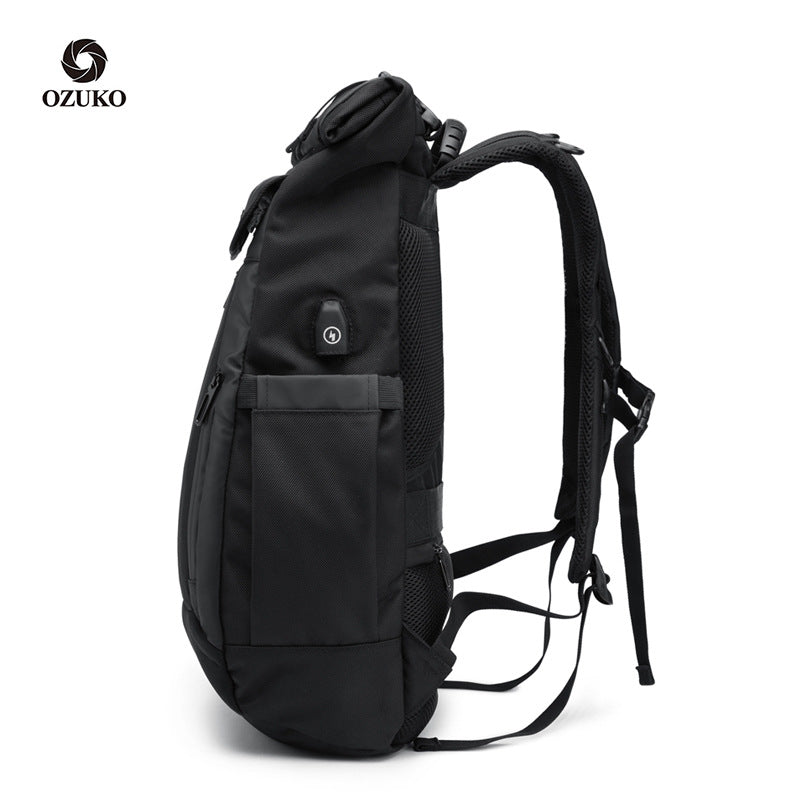 OZUKO Korean Style Student Backpack Double Shoulder Bag Large capacity waterproof laptop bag casual commuting travel bag for men