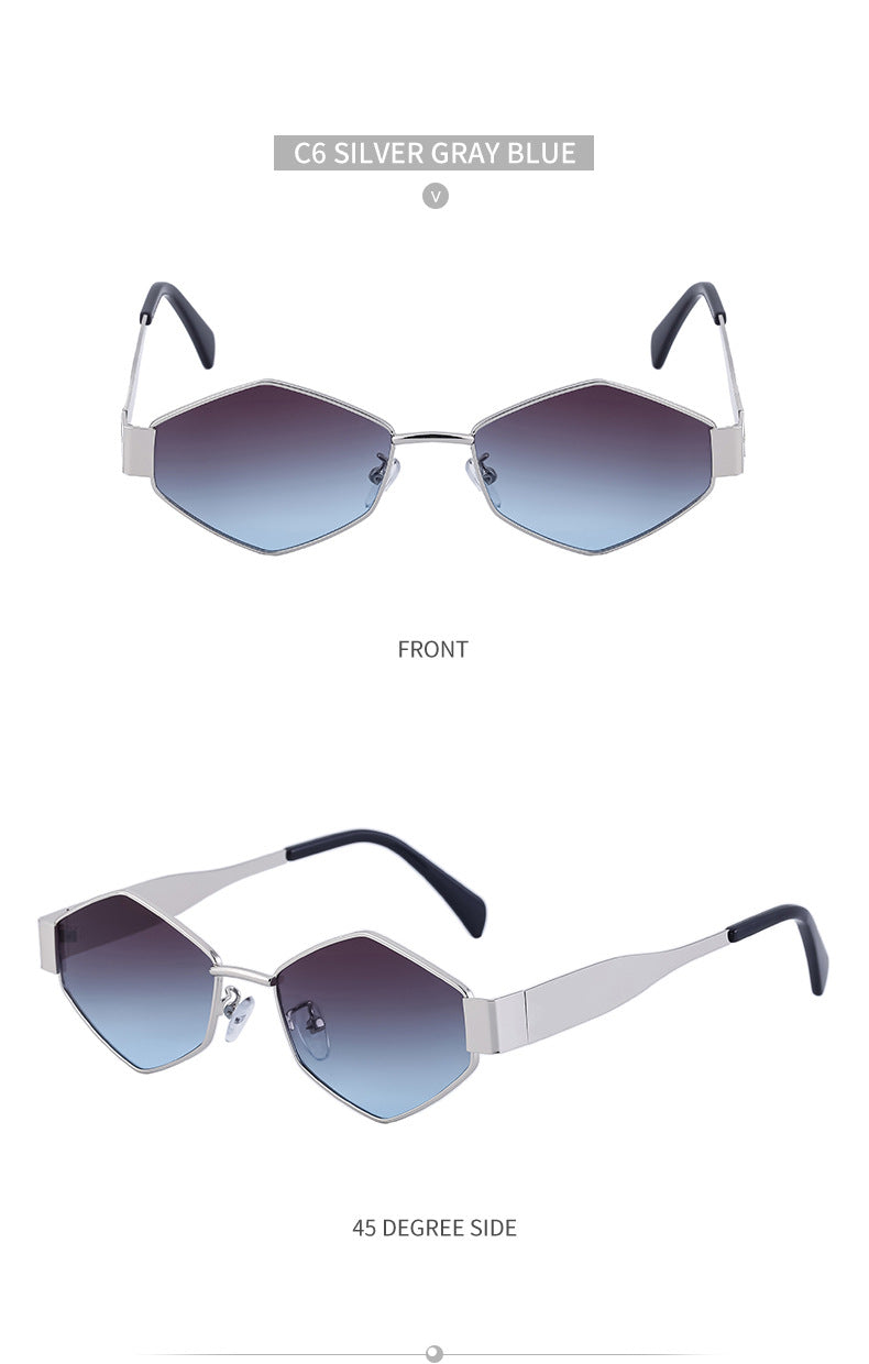 European and American Fashion Irregular Metal Sunglasses for Women Trendy Personality Wide Temple Sunglasses Wholesale sunglass