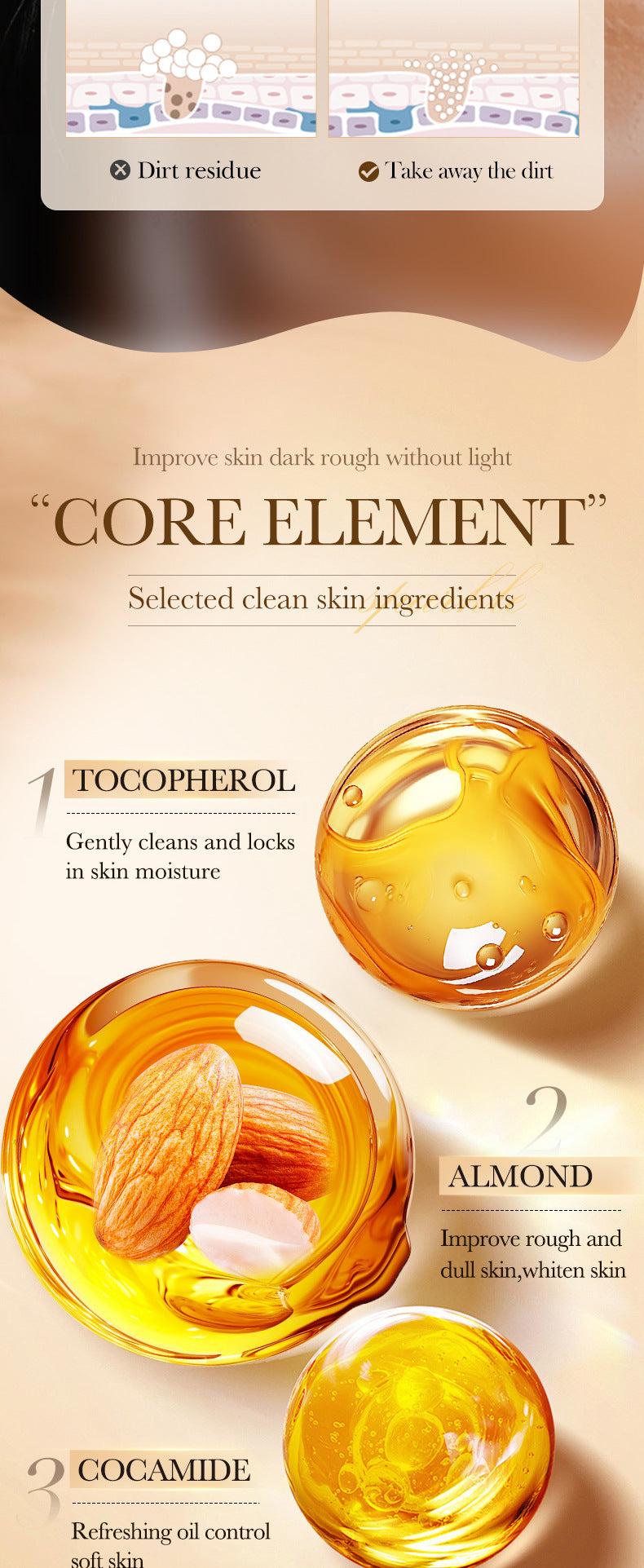 Full English Sweet Almond Whitening Scrub Body Wash500ml SADOER  foreign trade wholesale of cleansing body wash