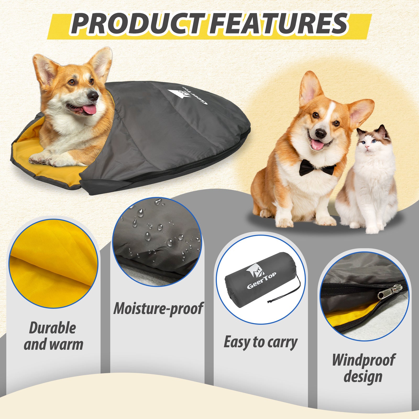 New Pet Sleeping Bag Outdoor Camping Dog Cat Nest Semi-Enclosed Waterproof Portable Winter Warm Sleeping Bag Foldable