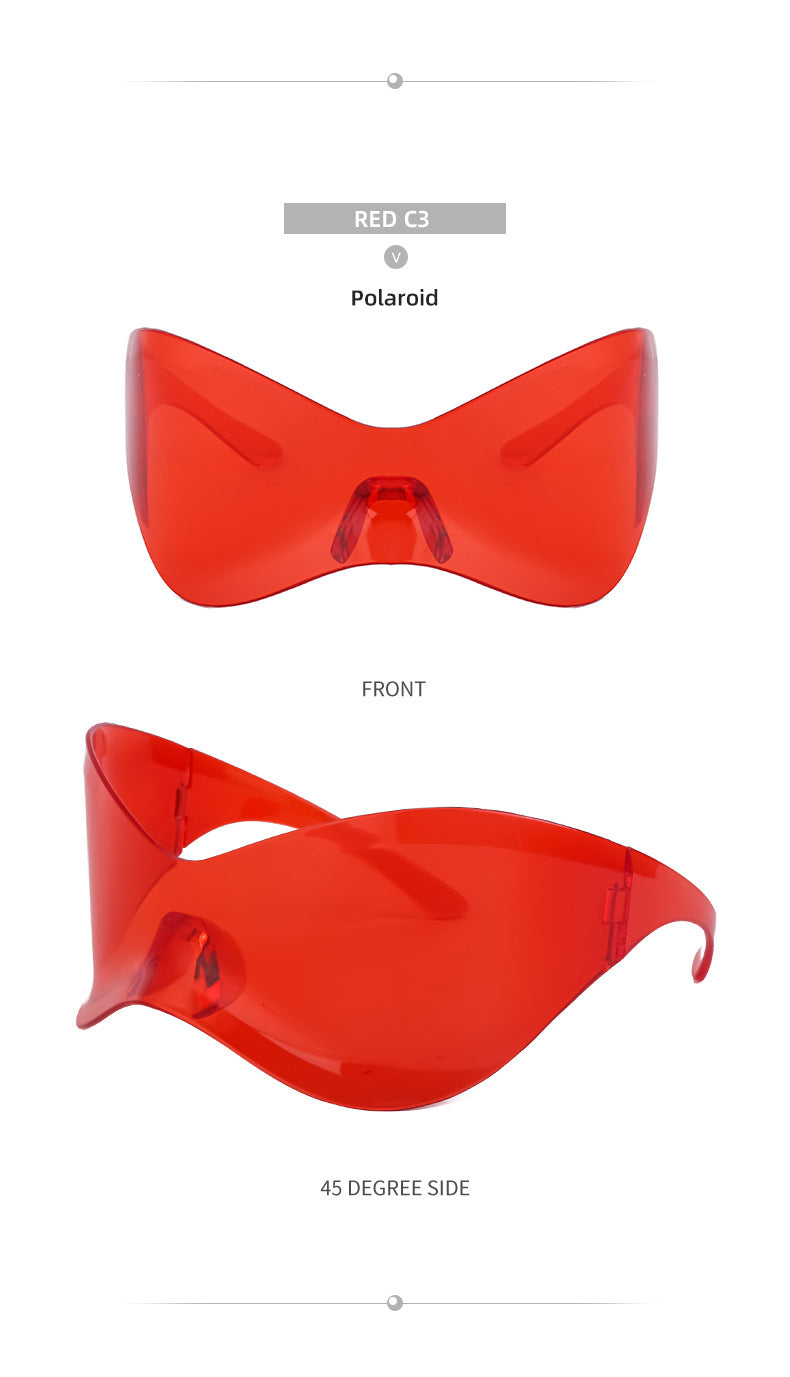 European and American Large Frame Sunglasses for Women, Trendy UV Protection Glasses with a High-End Feel Y2K Millennium Frameless Cycling Sunglasses for Men