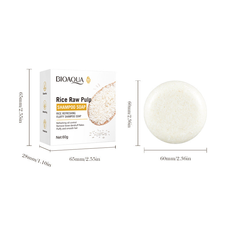 Cross-border Rice Puree Shampoo Soap60g Refreshing and Voluminous Deep Clean Shampoo Wholesale from Foreign Trade Manufacturer