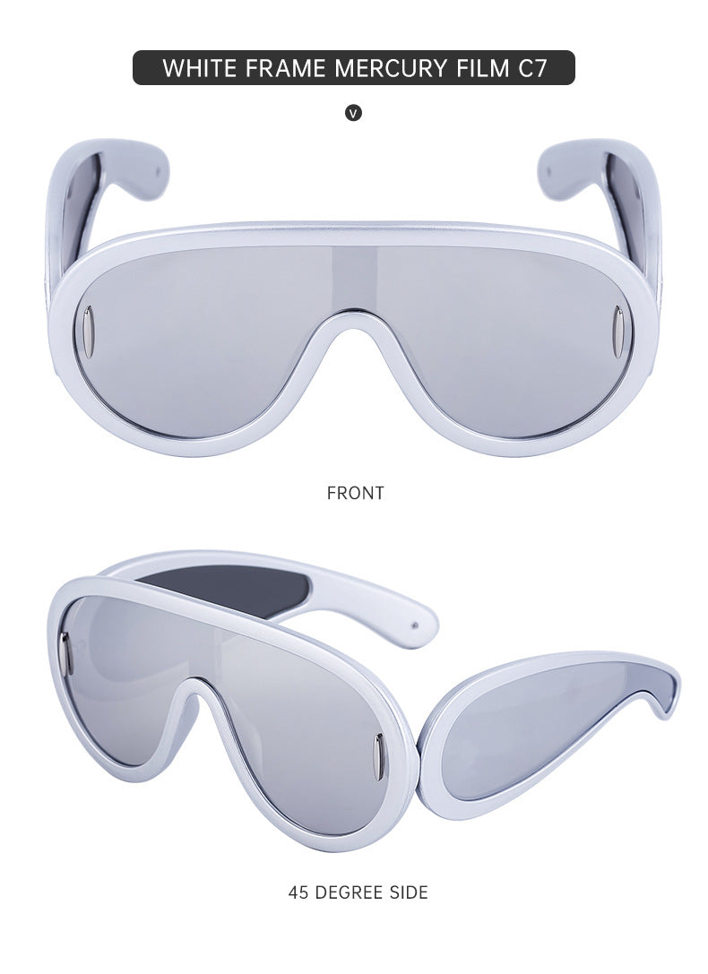 European and American Fashion One-piece Large Frame Sports Sunscreen Sunglasses Women's Trendy Sports Cycling Windproof Sunglasses Men's Glasses