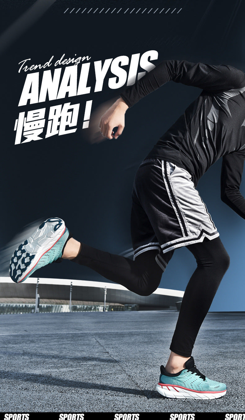 HK Jacquard Mesh Breathable Outdoor Casual Shoes Men's Anti-Slip Soft Sole Lightweight Sports Running Shoes