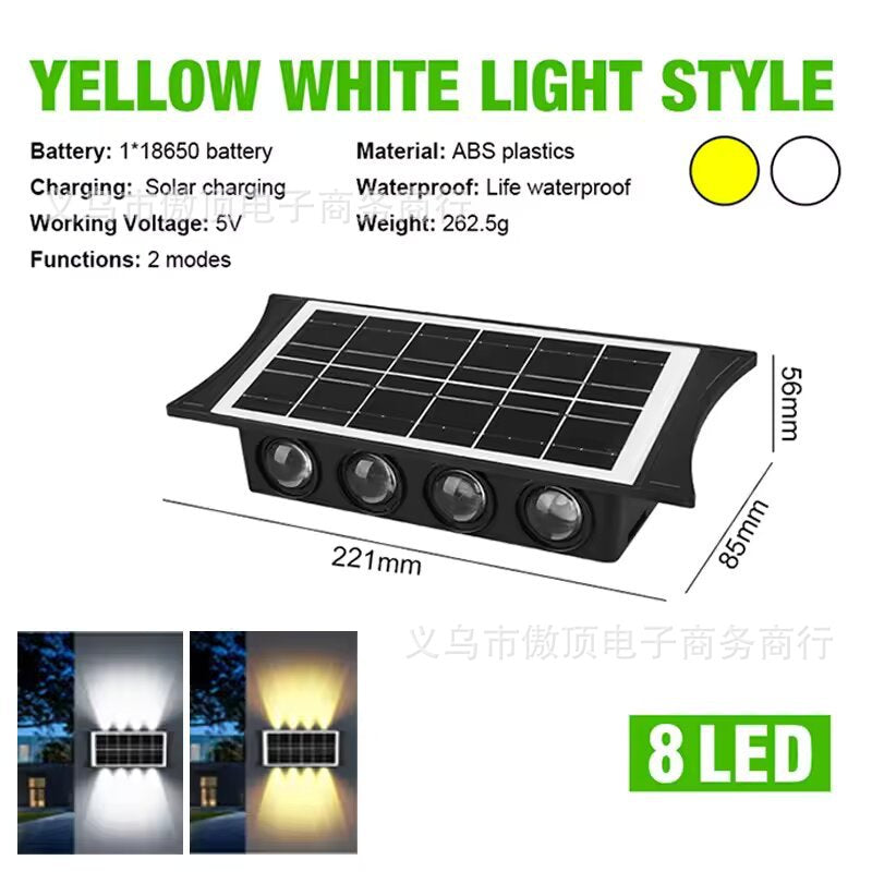 Solar wall light outdoor wall washer light with up and down illumination RGB Courtyard Decoration Waterproof Landscape Light LED Spotlight