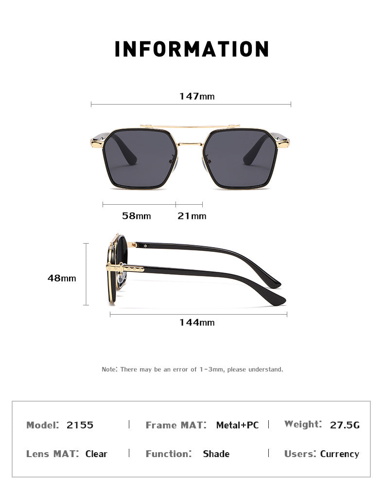 New Sunglasses Internet Celebrity Wei Ting Same Style Sunglasses for Men Trendy Large Square Frame Sunglasses for Men ins Sun Protection Glasses