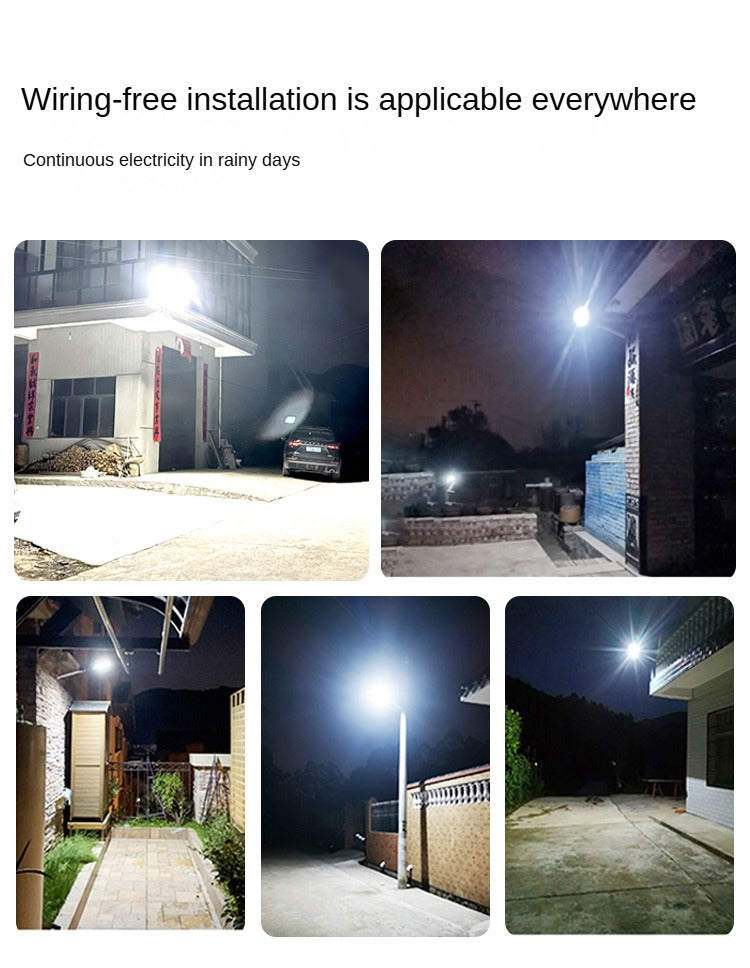 Integrated solar street light with human body induction for outdoor garden, automatic lighting, IP65 waterproof.
