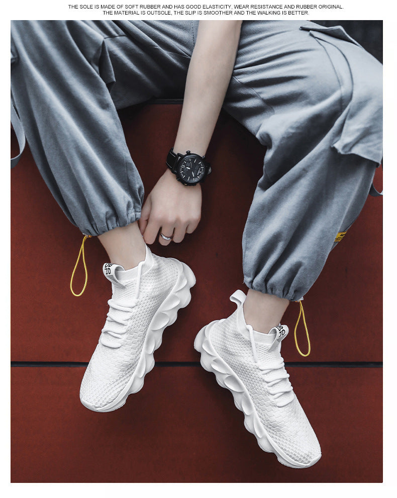 New Large Size Men's Shoes Sports Casual Shoes Men's Korean Style Trendy Shoes Lightweight Breathable Sock Shoes Men's Volcano Shoes
