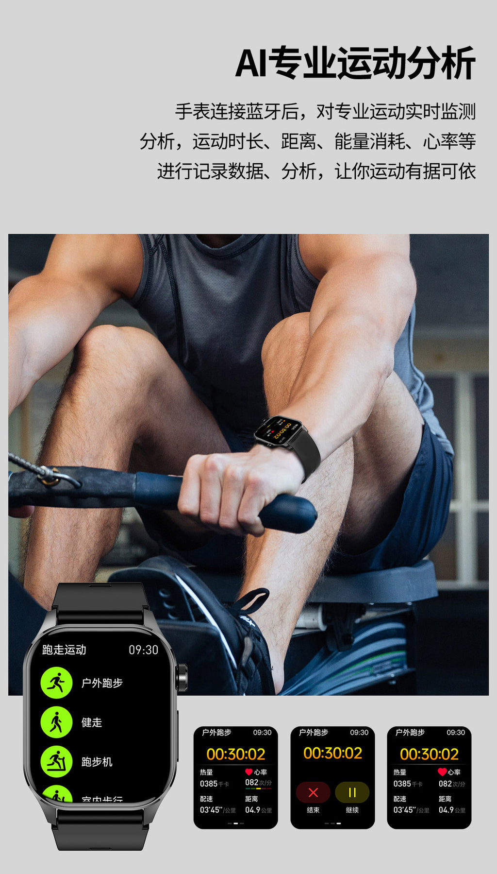 et580Smart Watch HD Screen ECG Electrocardiogram SOS Blood Pressure Smart Watch Health Smart Watch