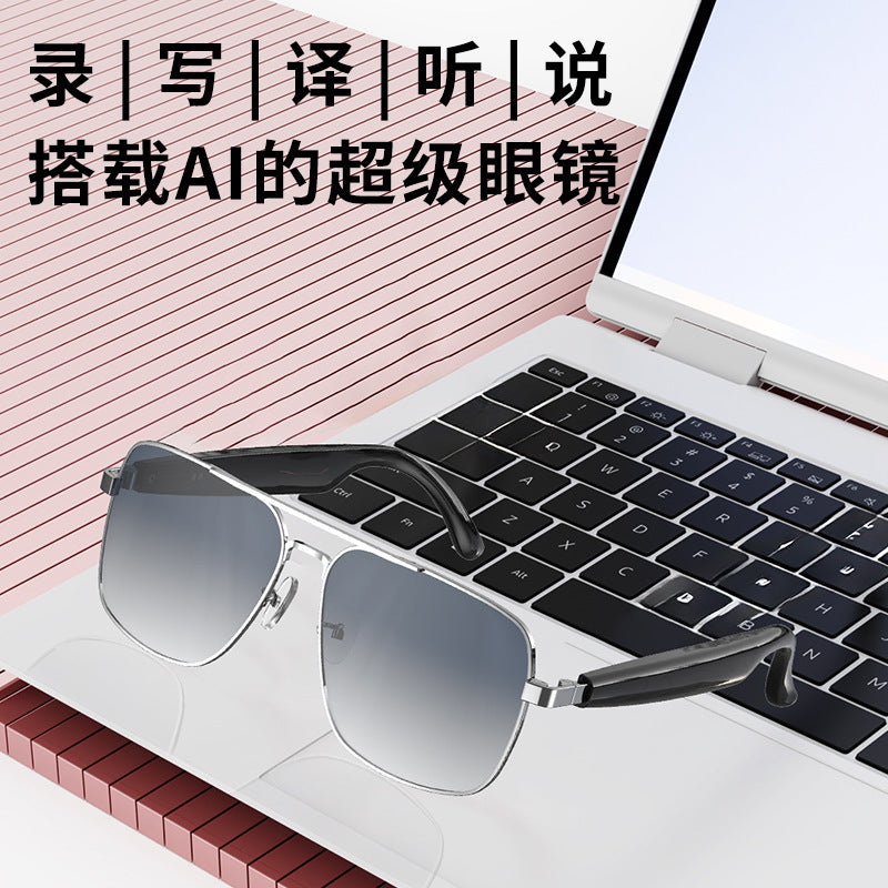 Source Manufacturer Intelligence ai Translation Bluetooth Glasses Listening to Music Conference Voice Simultaneous Interpretation Black Technology Wholesale