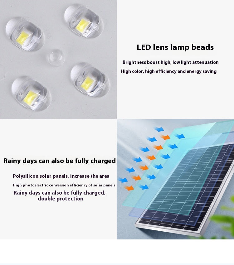 New Rural Lighting Engineering 6m Road Lamp Outdoor Solar LED Lamp Wide-Angle 4-Sided Aluminum Battery for Household Garden Use