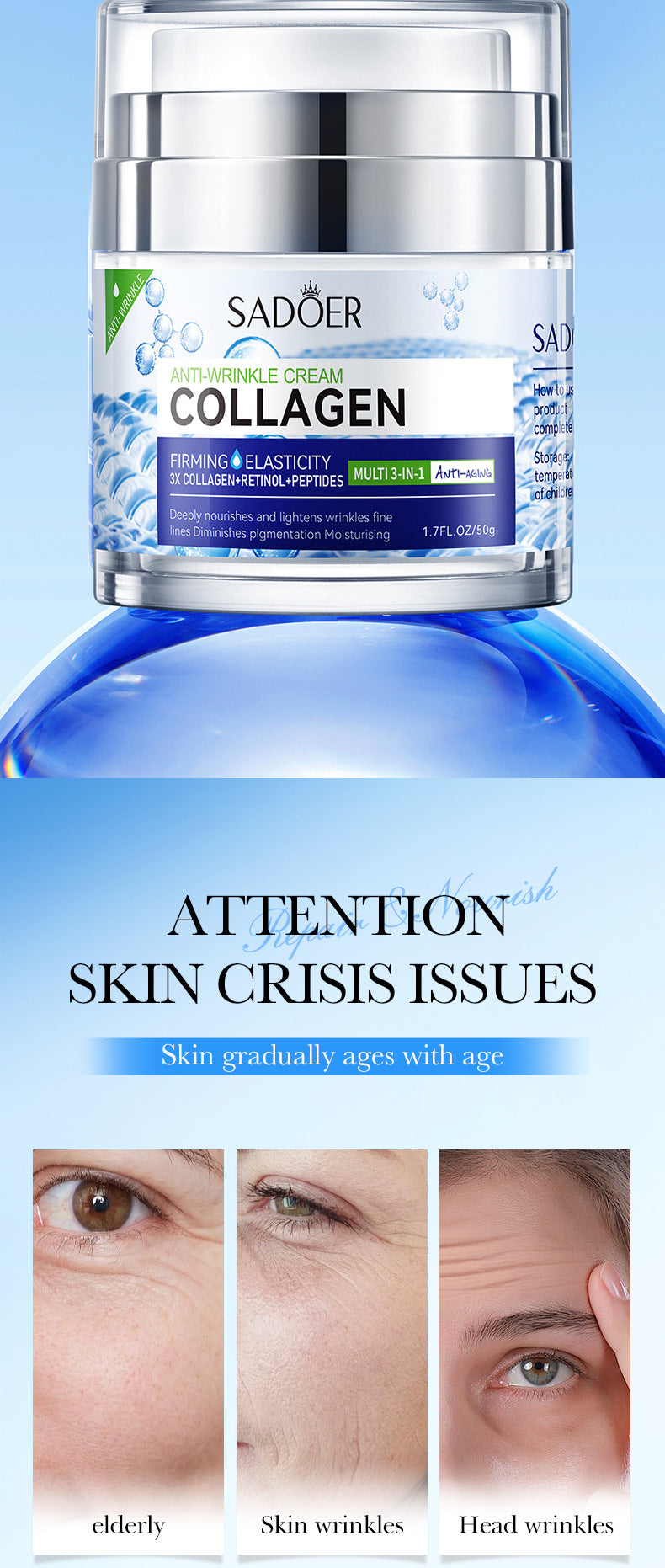 Full English Face Cream Eye Cream SADOER Anti-wrinkle, hydrating, moisturizing, wrinkle-reducing, brightening neck cream for  foreign trade wholesale