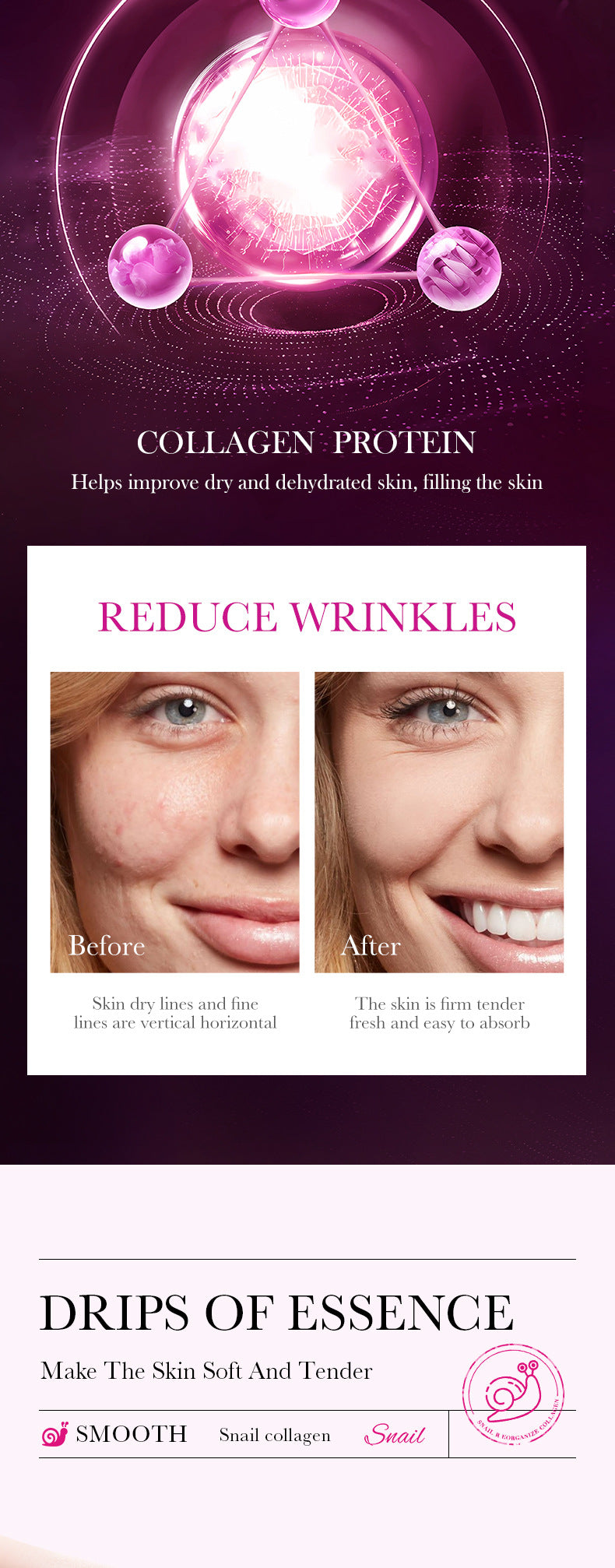 Full English Snail Face Mask25g SADOER Collagen Hydrating Moisturizing Tablets  Wholesale