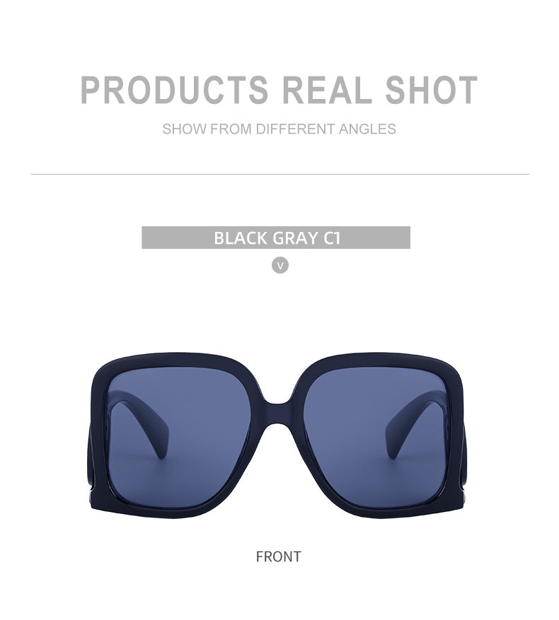 European and American fashion large frame sunglasses for women with a high-end feel INS Wind Sunglasses Sun Protection No Makeup Glasses Square Frame sunglasse