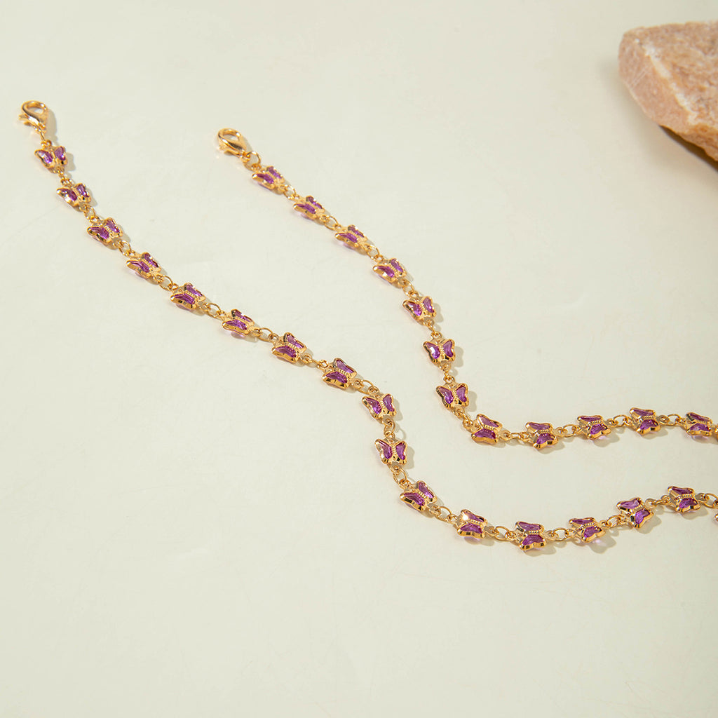 European and American New Style Green Zircon Niche Personality Retro Inlaid Diamond Short Necklace Collarbone Chain Choker chocker Female