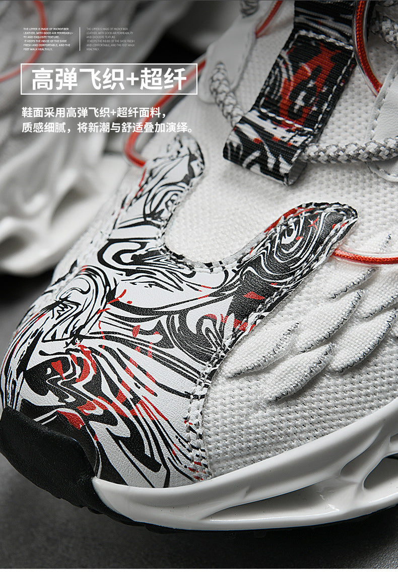 Chinese Style Men's Shoes Spring and Autumn Running Shoes Basketball Sports Shoes Ultra-light Shock-absorbing Breathable Running Blade Shoes Chinese Style Design