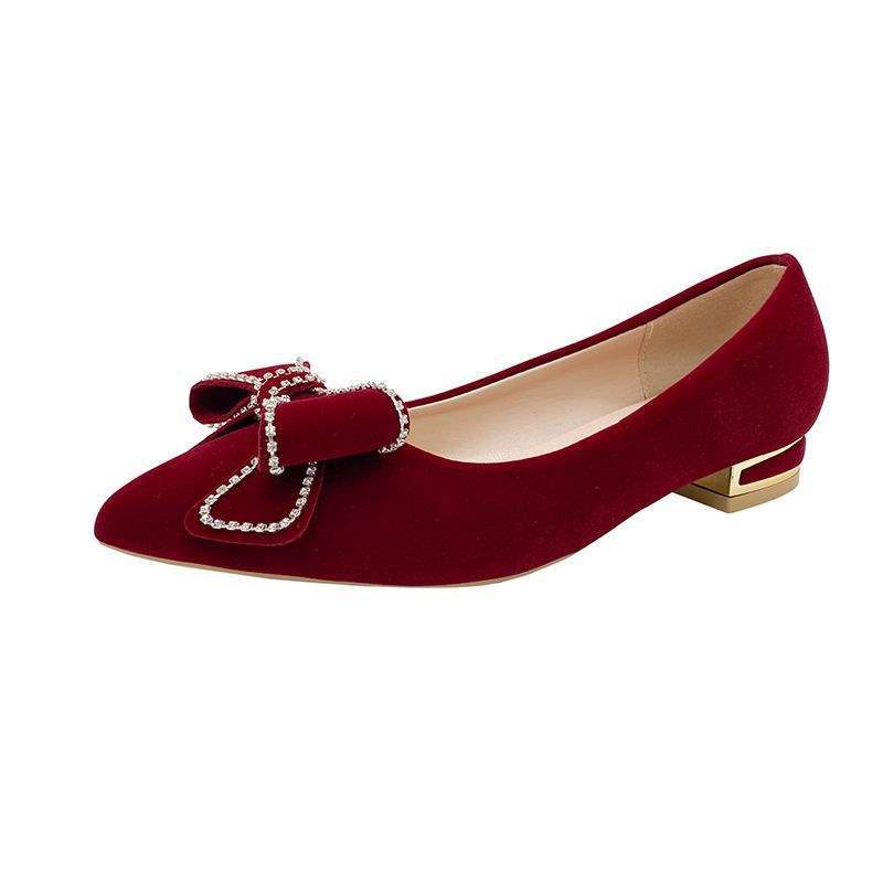 Wedding Shoes for Women Bride Low Heel Chinese Style Xiuhe Wedding Dress Two-Way Toast Red High Heel Maternity3Flat shoes that don't tire your feet