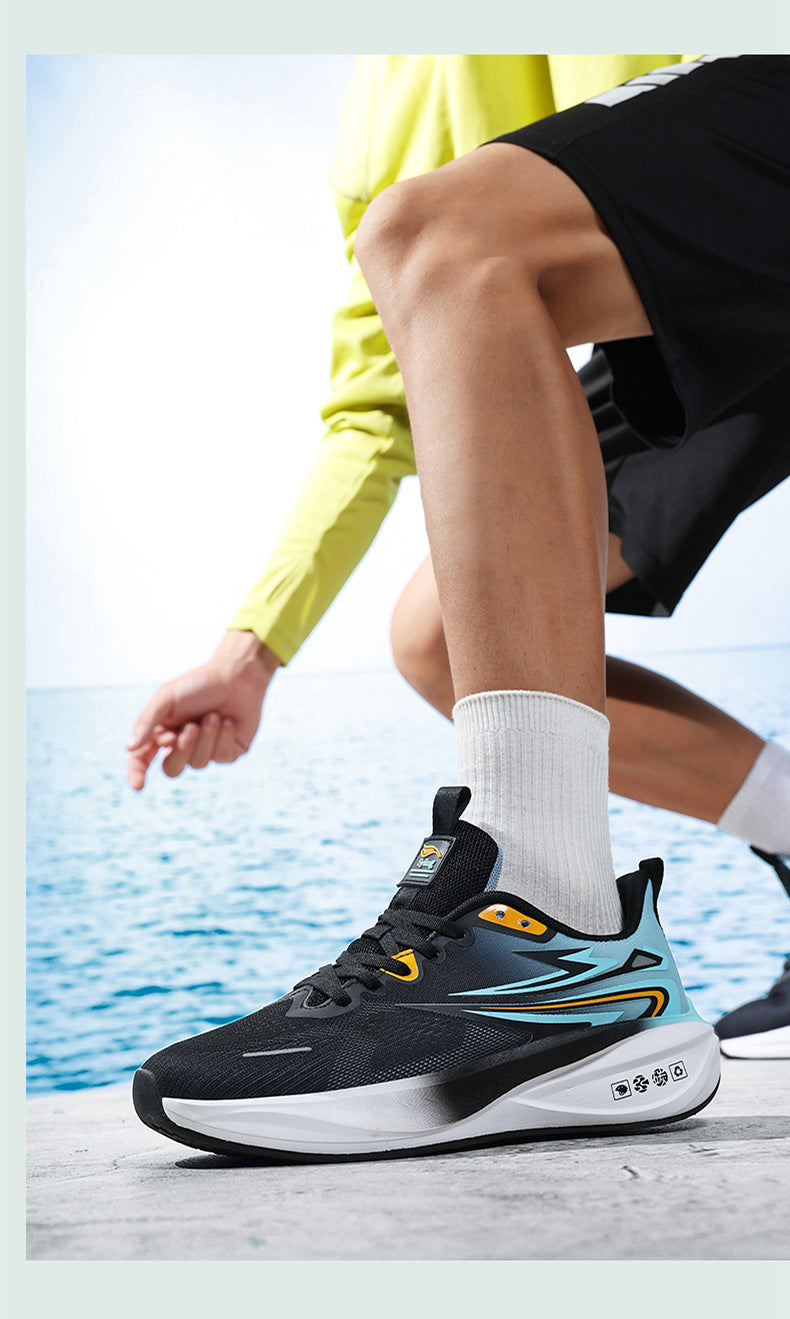 Summer New Fashion Trend Men's Casual Shoes High Elastic Cushioning Youth Running Shoes Jacquard Breathable Sports Shoes