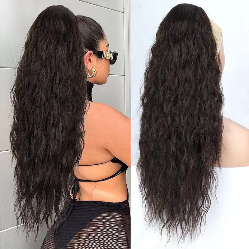 Drawstring Ponytail Wig European and American Style Corn Silk Net Wig Ponytail Water Wave ponytail hair Wig Detection