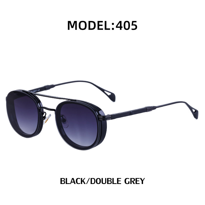 European and American Retro Oval Frame Sunglasses for Men, Side Wrap Small Frame Sunglasses for Women, Trendy Glasses Wholesale shades