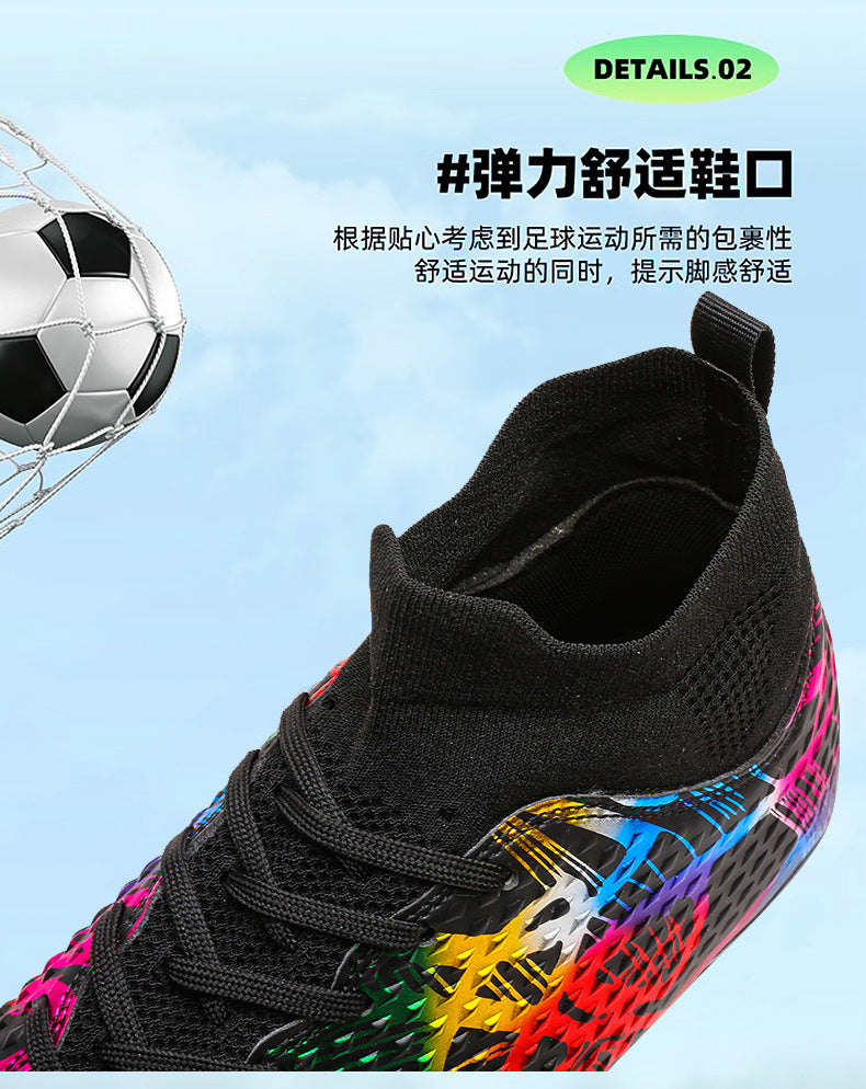 Youth Football Shoes Men and Women Long Spikes Adult Professional Sports Training Shoes Artificial Grass Non-Slip Wear-Resistant Competition Shoes