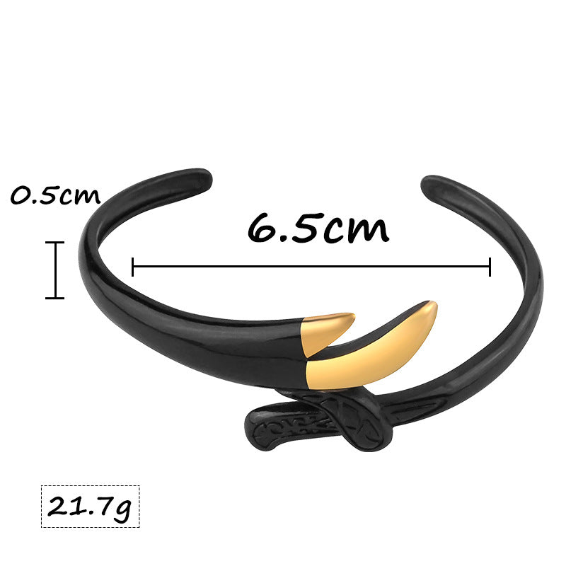 New Style Personality Stainless Steel Open Ring Bracelet Set Dark Cool Black gold Titanium Steel Jewelry Accessories