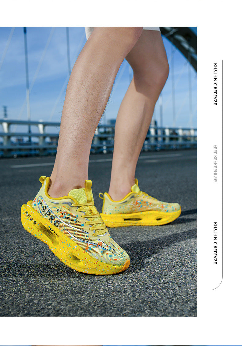 Autumn New Red Rabbit9Fluorescent Breathable Comfortable Couple Sports Shoes Ultra-Light Cushioning Rebound Anti-Slip Wear-Resistant Running