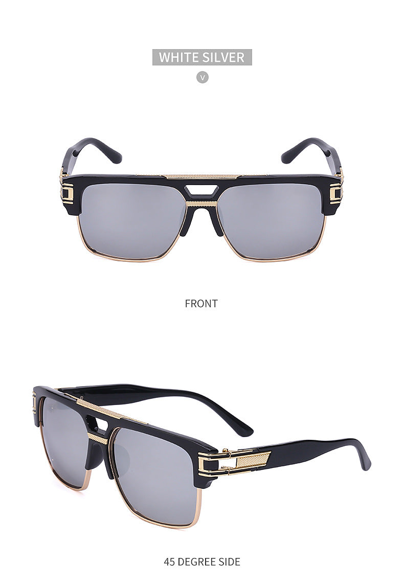 Glasses for Men Driving Special European and American Large Frame Sunglasses Men's High-end Sense Retro Trend Sunscreen Sunshade Full Frame Sunglasses