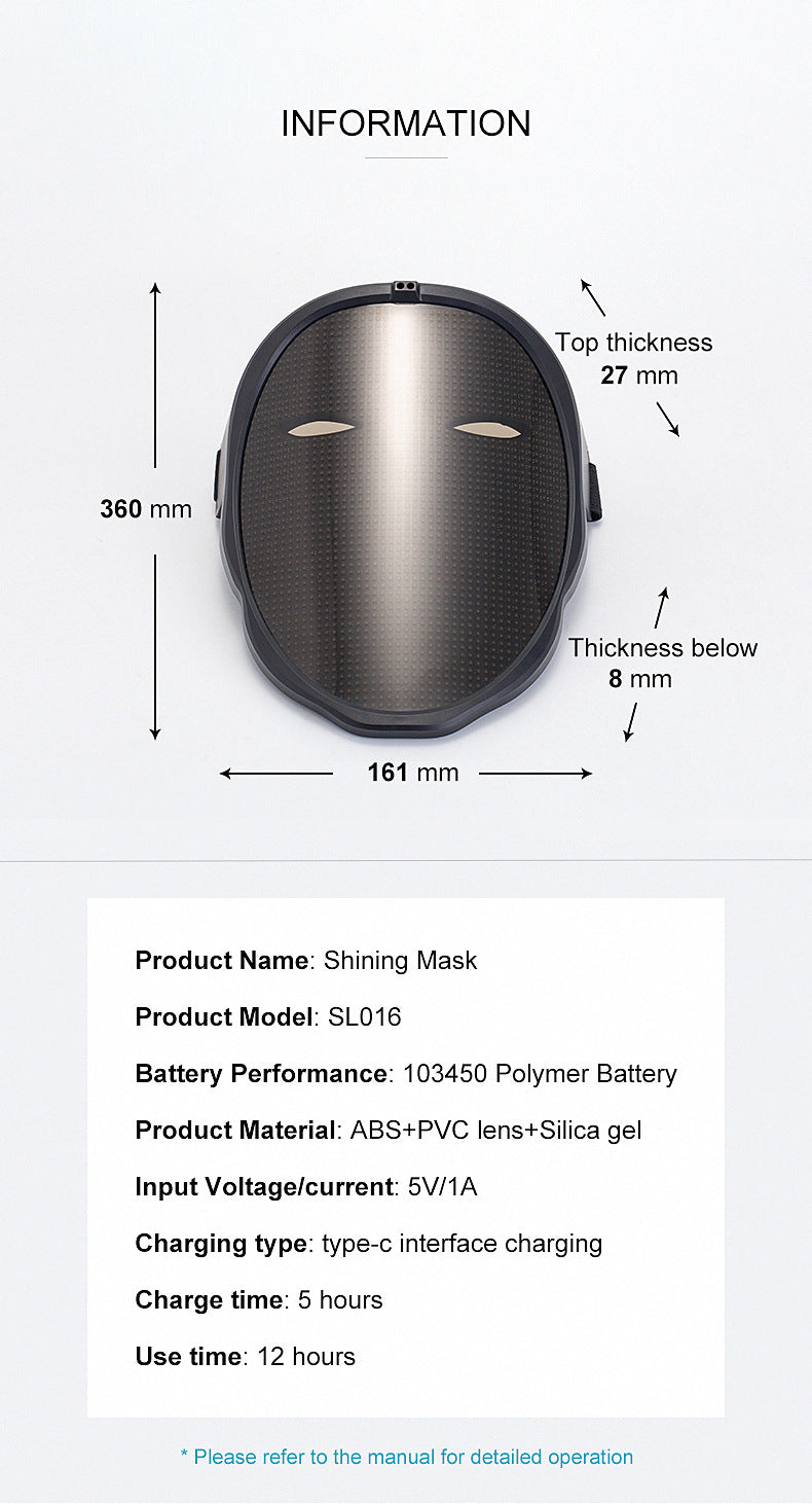 Halloween Colorful LED Glowing Mask Party Sunglasses Rechargeable diy Dynamic Light-Up Mask Face Shield