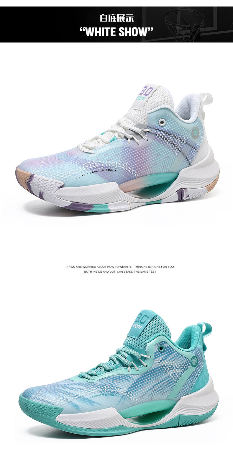 New Trendy Fashion Basketball Shoes Breathable Mesh Sports Shoes High Top Luminous Lightweight Comfortable Men's Sneakers