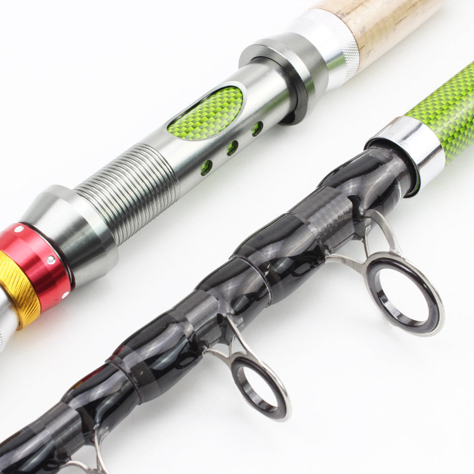 A Long Casting Telescopic Lure Rod with Long Wooden Handle, Sea Rod, Rock Fishing Rod, Carbon Fiber Carp and Bass Rod MH Tune