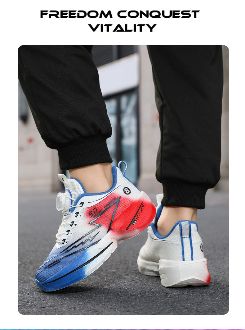 Children's Red Rabbit Sports Shoes Mesh Lightweight Breathable Student Physical Training Shoes Shock Absorption Anti-Slip Boys' Running Shoes