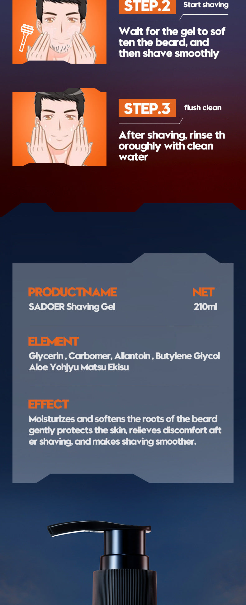 Full English Men's Shaving Gel210ml SADOER Softening Beard  Wholesale