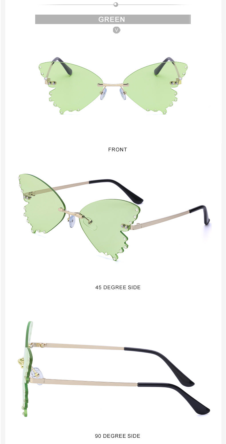 New Style Sunglasses for Women with Rhinestones Butterfly Sunglasses Trendy Personality Halloween Party Quirky Cool Glasses